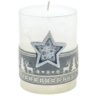 Svíčka vánoční Scandinavian hvězda stříbrná  (FS-49712H)