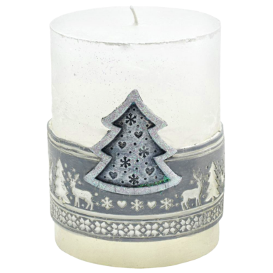 Svíčka vánoční Scandinavian stromeček stříbrný  (FS-49712S)