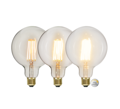 Žárovka LED Soft Glow G125, 6,5 W filament, E27, stmívací (3 stupně)  (ST354-87)