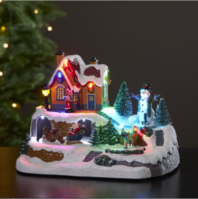 Vánoční dekorace Winterville, 10 LED, pohyblivá, svítící, hrající, Star Trading  (ST992-47)