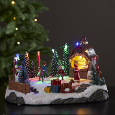 Vánoční dekorace Iceville, 11 LED, pohyblivá, svítící, hrající, Star Trading  (ST992-51)