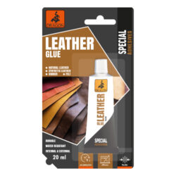 DRAGON Leather glue 20ml lepidlo na kůži - Odoln, flexibiln, univerzln, vnitn i venkovn pouit, vodotsn. Naloutl.

Aplikace: uren pro lepen ke za studena (nap. opasek, taka, sedlo), gumy a plsti atd. Lze jej pout k lepen obuvi.

