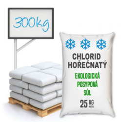 Chlorid hořečnatý technický, distripark 300 kg - Chlorid hořečnatý technický (MgCl2), neorganická hořečnatá sůl, vhodný jako ekologická posypová sůl.

V podzimním a zimním období se s ohledem na silnou exotermicitu při pohlcování vlhkosti používá jako silniční sůl. Je to vhodná alternativa pro kuchyňskou sůl a chlorid vápenatý. Podobně jako ten druhý při používání na silnicích nedegraduje přírodní prostředí, nezpůsobuje erozi vozovky ani vozidel.
Nachází využití ve farmaceutickém průmyslu při výrobě krémů, balzámů, tělových olejů, vlasových kondicionérů a mnoha jiných kosmetických výrobků.

Tento chlorid hořečnatý není vhodný pro lázeňské a kosmetické učely, koupele apod.  

Chlorid hořečnatý je dostupný v balení:
25 kg
300 kg
1000 kg
