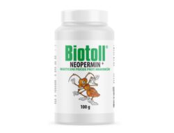 Biotoll Neopermin+ 100 g - Insekticid s přísadou cukru, který účinně působí proti mravencům i dalšímu lezoucímu hmyzu (mravenci, rybenky, štěnice, švábi, rusy, roztoči, mouchy apod.) a zároveň před nimi dlouhodobě chrání prostory.