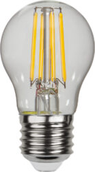 Žárovka LED, E27, G45 Clear, Star Trading - LED rovka s patic E27 a irm sklem. Teplota barev je 2700K  a m tepl bl svtlo