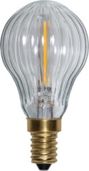Žárovka LED, E14, P45 Soft Glow, Star Trading - Dekorační LED svítidlo s hřejivým a měkkým světlem. Teplota barev je 2200K. Tato žárovka je kompatibilní se stmívačem a má patici E14. Pruhované sklo dodává krásné světlo.