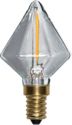 Žárovka LED, E14, Soft Glow, Star Trading - Dekorační LED svítidlo s hřejivým a měkkým světlem. Žárovka kompatibilní se stmívačem s paticí E14. Sklo má tvar malého diamantu a barevná teplota je 2200K.