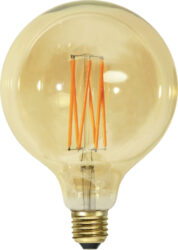 Žárovka LED, E27, G125 Vintage Gold, Star Trading - Dekorační LED lampa z jantarového skla s teplým bílým světlem. Barevná teplota je 1800k, je kompatibilní se stmívačem a má patici E27