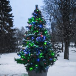 Osvětlení stromečku 160 LED barevné, výška 2 m, Star Trading - Krásné LED osvětlení vánočního stromku s kruhem umístěným na vrcholu stromu. 8 LED řetězců, 200 cm dlouhých. Jedná se o produkt promyšlený z hlediska rychlé a snadné montáže a manipulace. Pro vnitřní i venkovní použití: IP44.