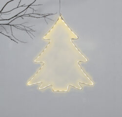 Venkovní dekorace Lumiwall stromeček, Star Trading - Závěsná dekorace v podobě 50 cm vysokého vánočního stromku s LED osvětlením. Teplá světlá barva 60 LED. Krásný stromeček do okna. Dekorace přizpůsobená vnějším podmínkám: IP44