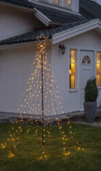 Venkovní dekorace Spiky 250 cm, Star Trading - Sada 8 LED  řetězů s prstenem, držadlem a hvězdou ve tvaru vánočního stromečku. Krásná, teplá barva světla. Výška po sestavení: 250 cm. Přizpůsobeno vnějším podmínkám: IP44.